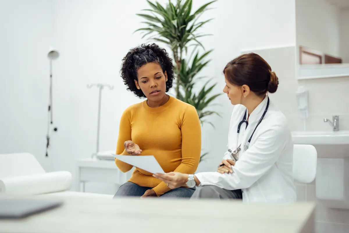 Patient receiving support from healthcare provider