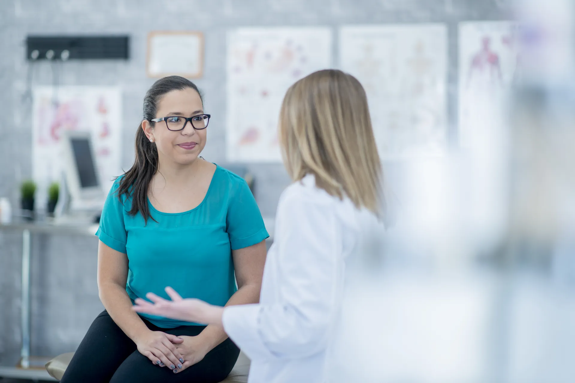 Patient consulting with healthcare provider